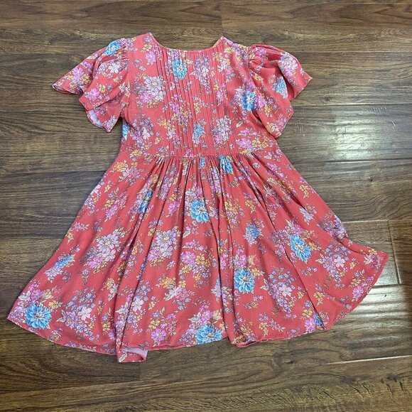 Spell and the Gypsy Meadowland Flutter Sleeve Mini Dress Poppy - Picture 6 of 7